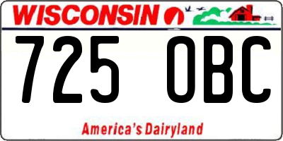 WI license plate 725OBC