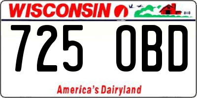 WI license plate 725OBD
