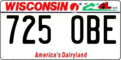 WI license plate 725OBE