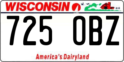 WI license plate 725OBZ