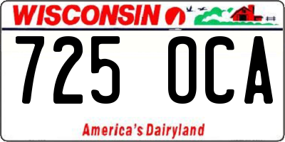 WI license plate 725OCA