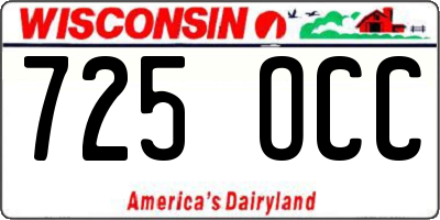 WI license plate 725OCC
