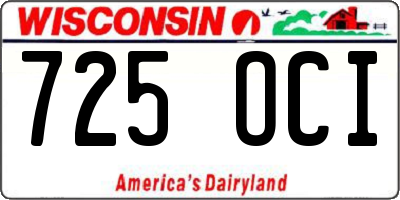 WI license plate 725OCI