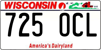 WI license plate 725OCL