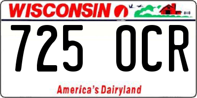 WI license plate 725OCR