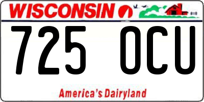 WI license plate 725OCU