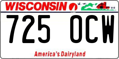 WI license plate 725OCW