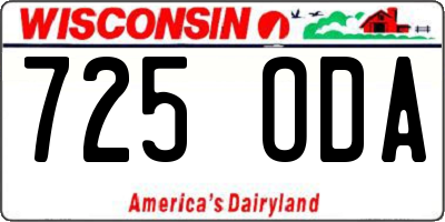 WI license plate 725ODA
