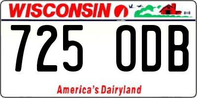 WI license plate 725ODB