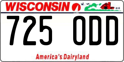 WI license plate 725ODD
