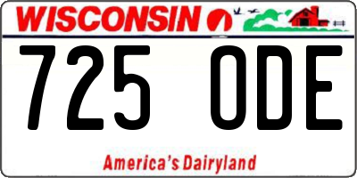 WI license plate 725ODE
