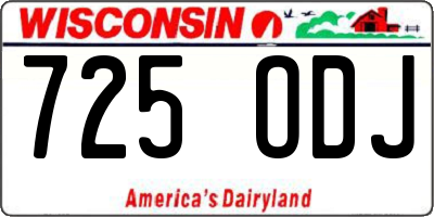 WI license plate 725ODJ