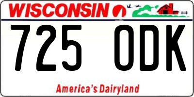 WI license plate 725ODK