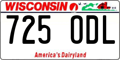 WI license plate 725ODL