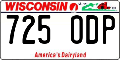 WI license plate 725ODP