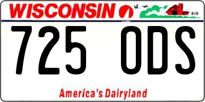 WI license plate 725ODS