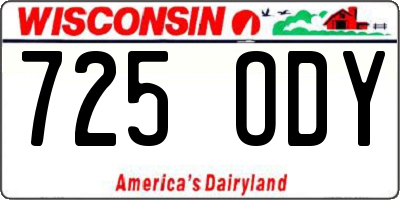 WI license plate 725ODY