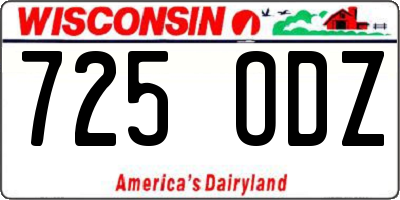 WI license plate 725ODZ