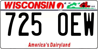 WI license plate 725OEW