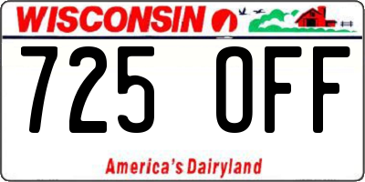 WI license plate 725OFF