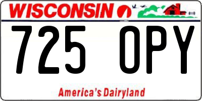 WI license plate 725OPY