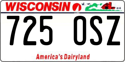 WI license plate 725OSZ