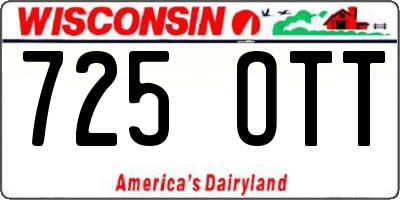 WI license plate 725OTT