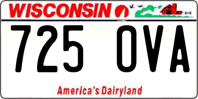 WI license plate 725OVA