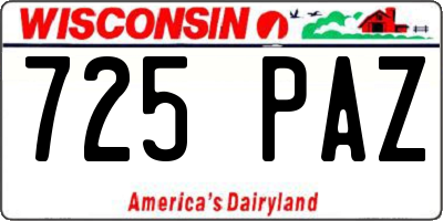 WI license plate 725PAZ