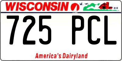 WI license plate 725PCL