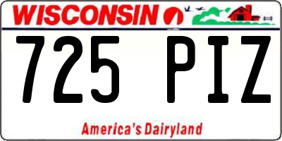 WI license plate 725PIZ