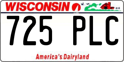 WI license plate 725PLC