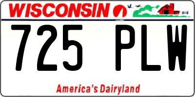 WI license plate 725PLW