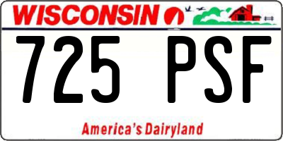 WI license plate 725PSF