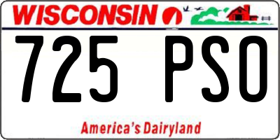 WI license plate 725PSO