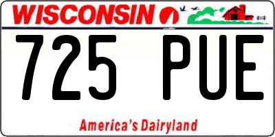 WI license plate 725PUE