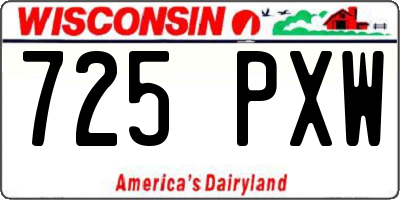 WI license plate 725PXW