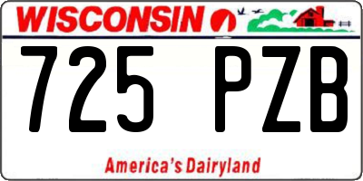 WI license plate 725PZB