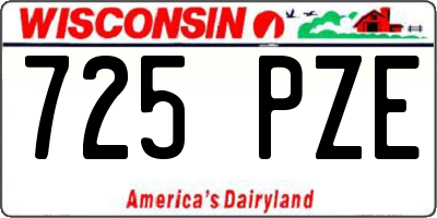 WI license plate 725PZE