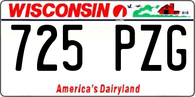 WI license plate 725PZG