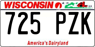 WI license plate 725PZK