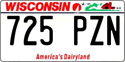 WI license plate 725PZN