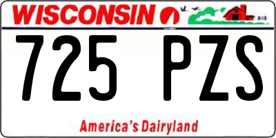 WI license plate 725PZS