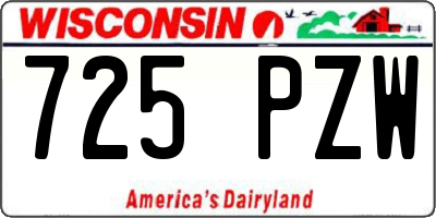 WI license plate 725PZW
