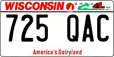 WI license plate 725QAC
