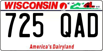 WI license plate 725QAD
