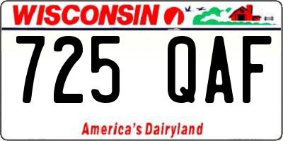 WI license plate 725QAF