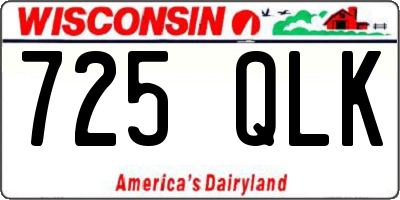 WI license plate 725QLK
