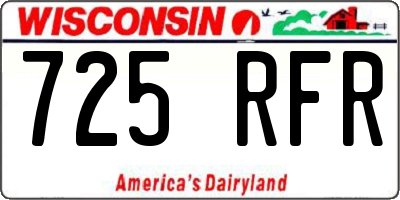 WI license plate 725RFR