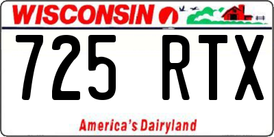 WI license plate 725RTX